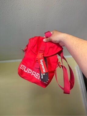 Supreme Red Mini Sling Bag with Logo Tag sup